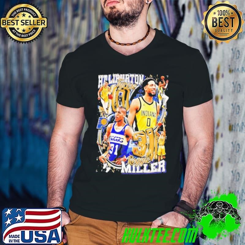Indiana Pacers Tyrese Haliburton and Reggie Miller graphic shirt