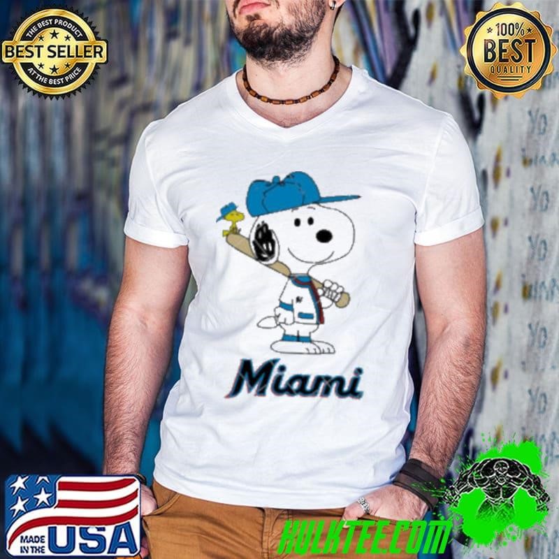 Miami Marlins Snoopy Baseball funny cartoon shirt