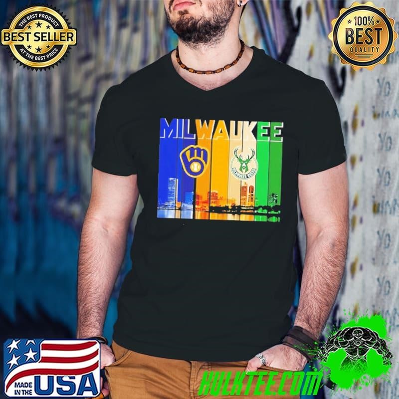 Milwaukee sports City Skiline logo 2 team Guys V Neck