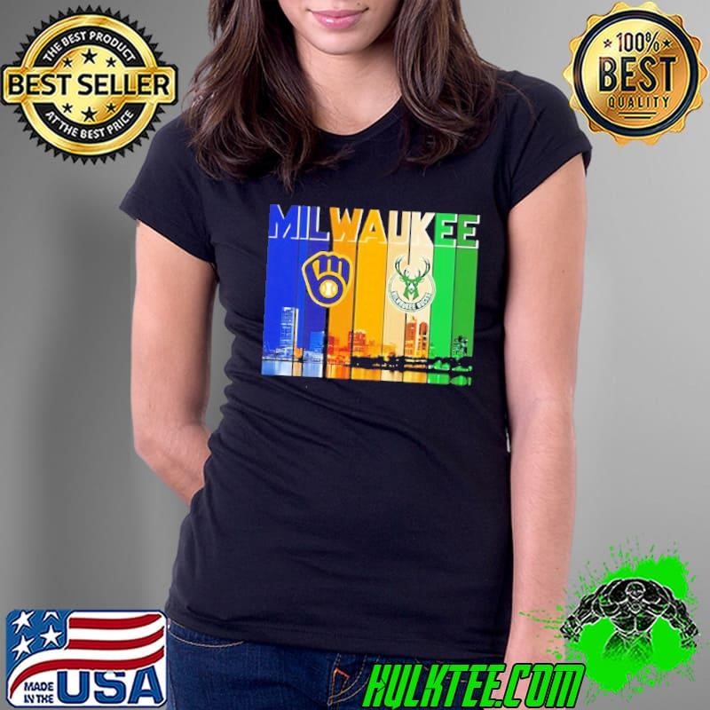 Milwaukee sports City Skiline logo 2 team Ladies Tee
