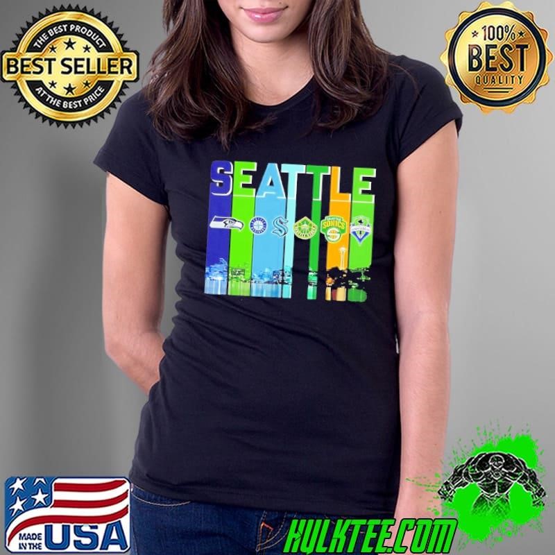 Seattle sports City Skiline logo team Ladies Tee