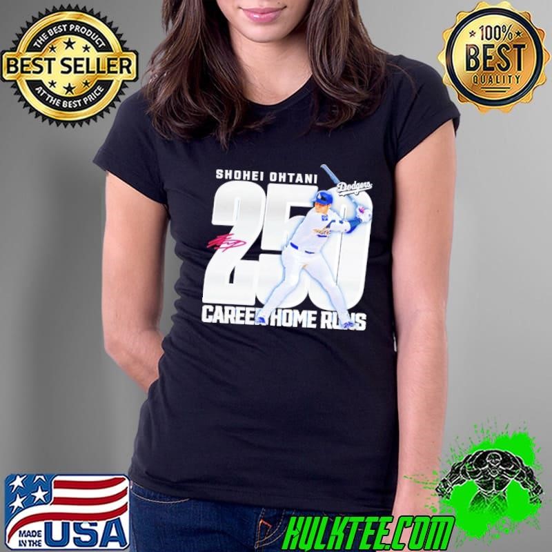 Shohei Ohtani Player Los Angeles Dodgers 250 Career Home Runs Signature Ladies Tee