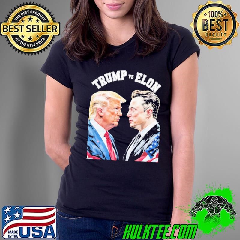 Trump Vs Elon American flag ’25 Ladies Tee