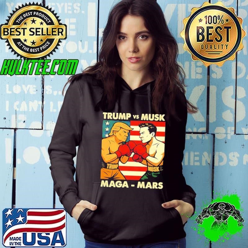 Trump vs Musk MAGA vs Mars boxing usa flag Hoodie