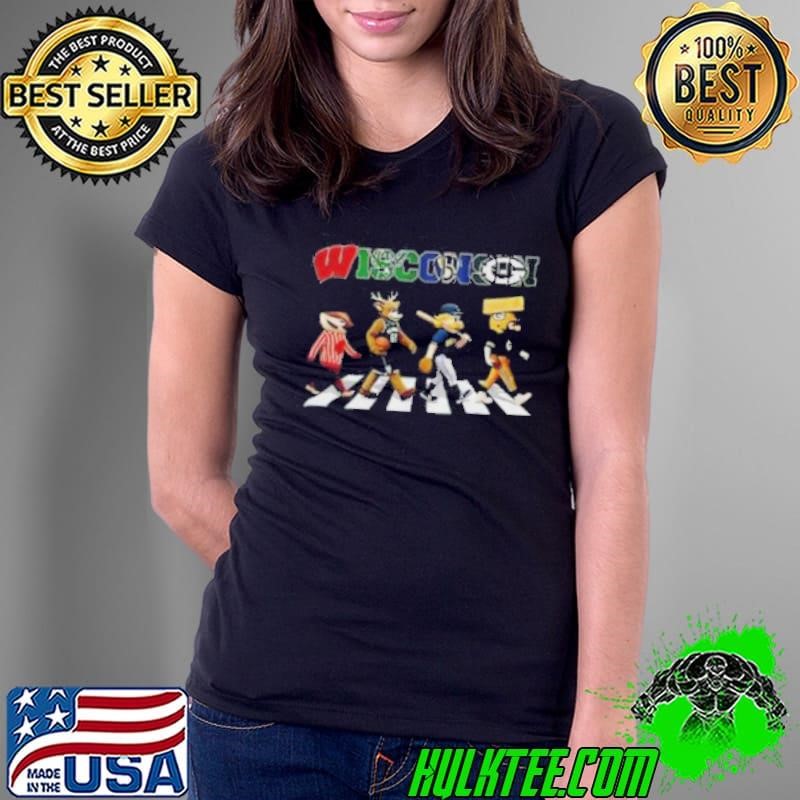 Wisconsin sports team logo mascot Abbey Road Ladies Tee
