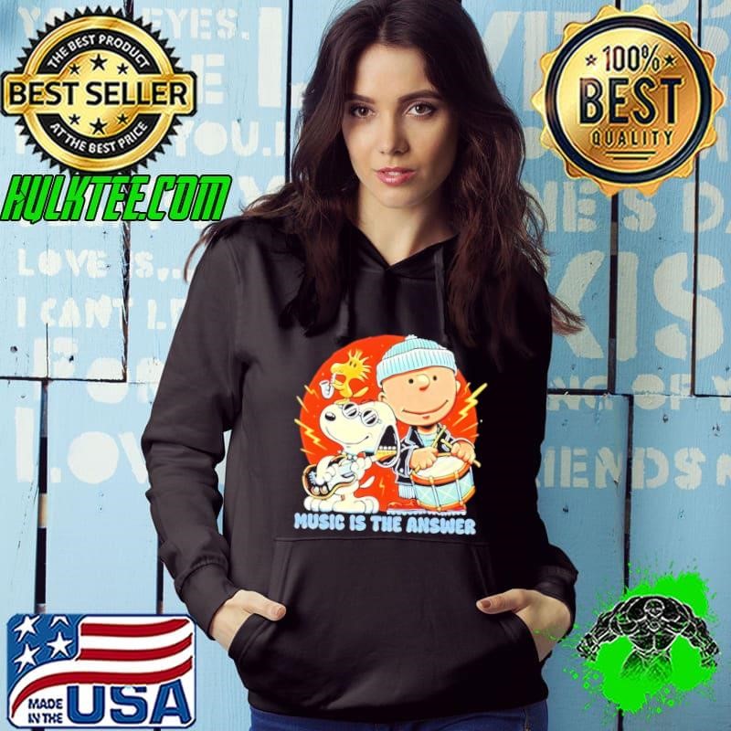 Woodstock Snoopy and Charlie Brown music is the answer shirt