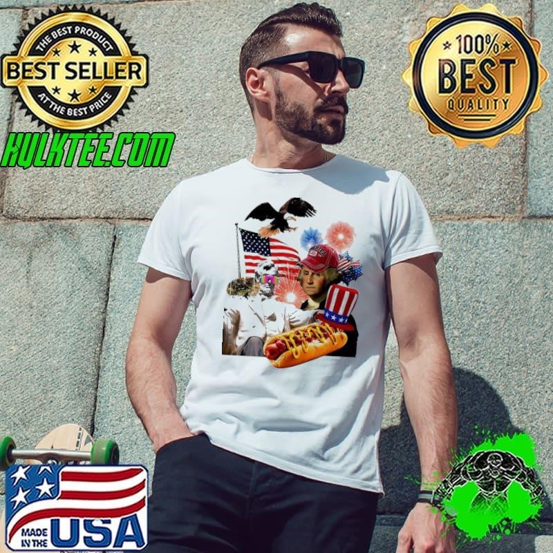 Abraham Lincoln George Washington eagle and hot dog Merica shirt