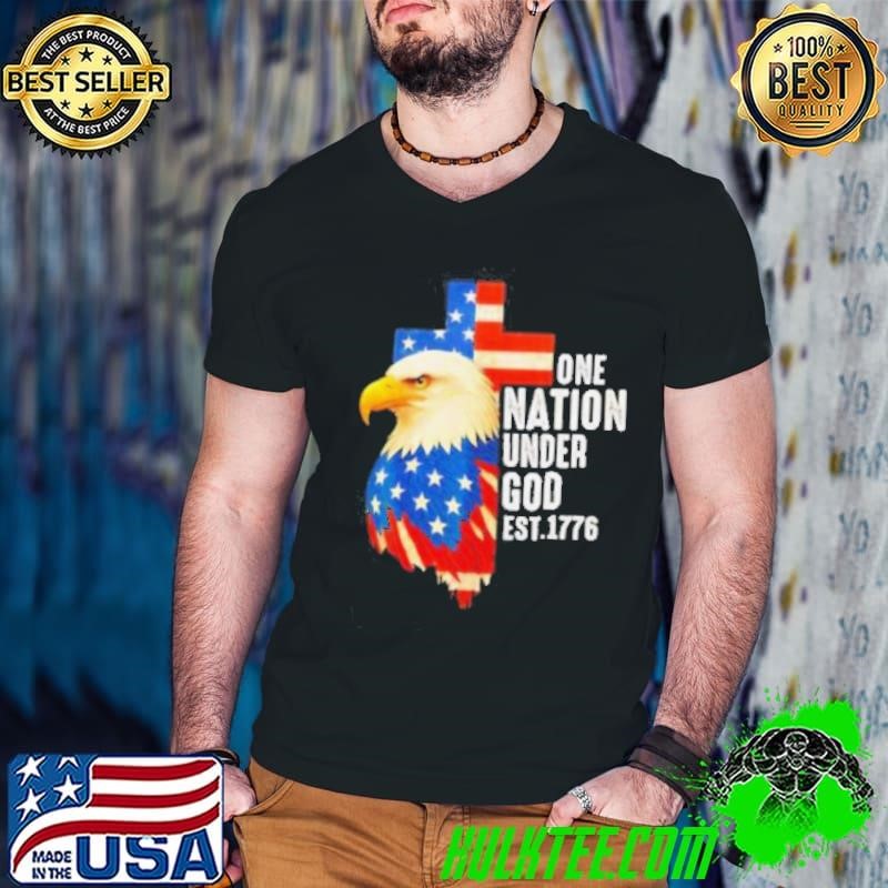 One nation under God 4th of July eagle cross flag shirt