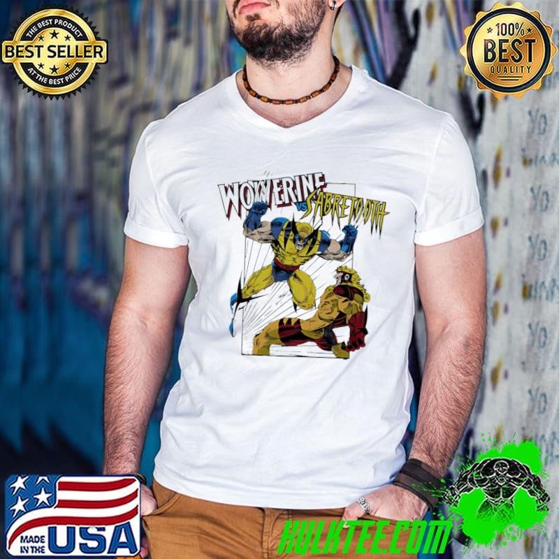 X-Men Wolverine Vs Sabretooth comic Guys V Neck