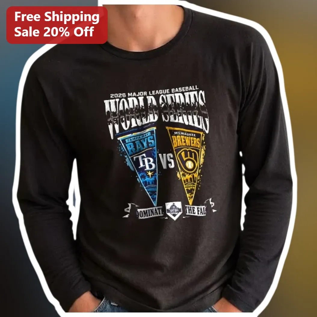 2026 Major League Baseball World Series Long Sleeve Tee Rays — Miami, Florida 2026 Major League Baseball World Series Long Sleeve Tee Rays vs Brewers Matchup Fan Gear available at our Miami, Florida warehouse