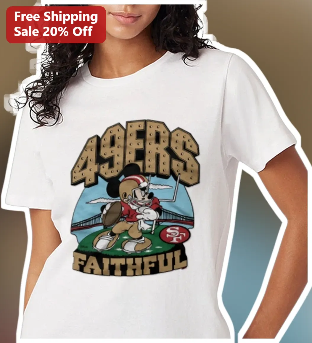 49ers Faithful Mickey Mouse Tee San Francisco NFL Fan Gift available at our Miami, Florida warehouse