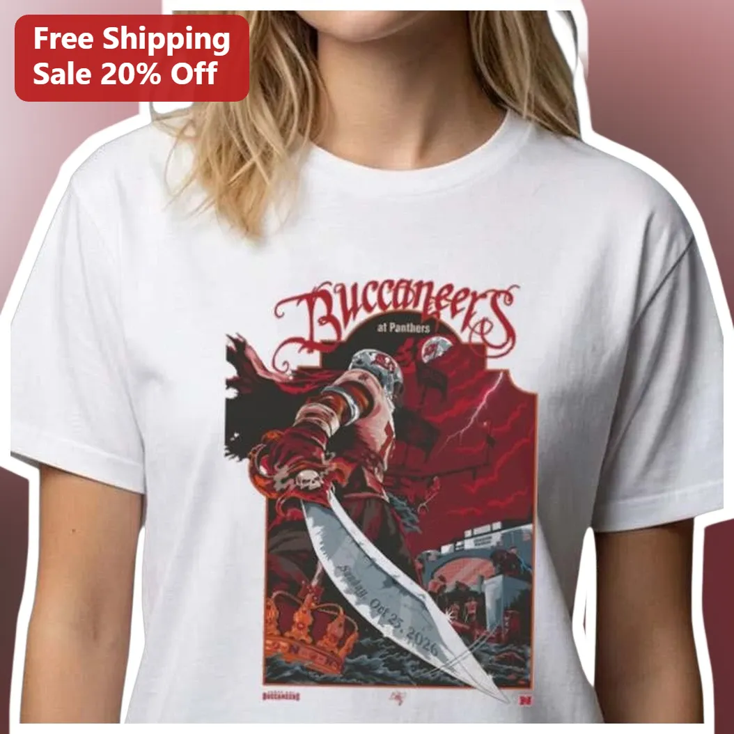 Buccaneers at Panthers Tee NFL Rivalry Game Day Shirt Vintage Pirate Design for Fans available at our Miami, Florida warehouse