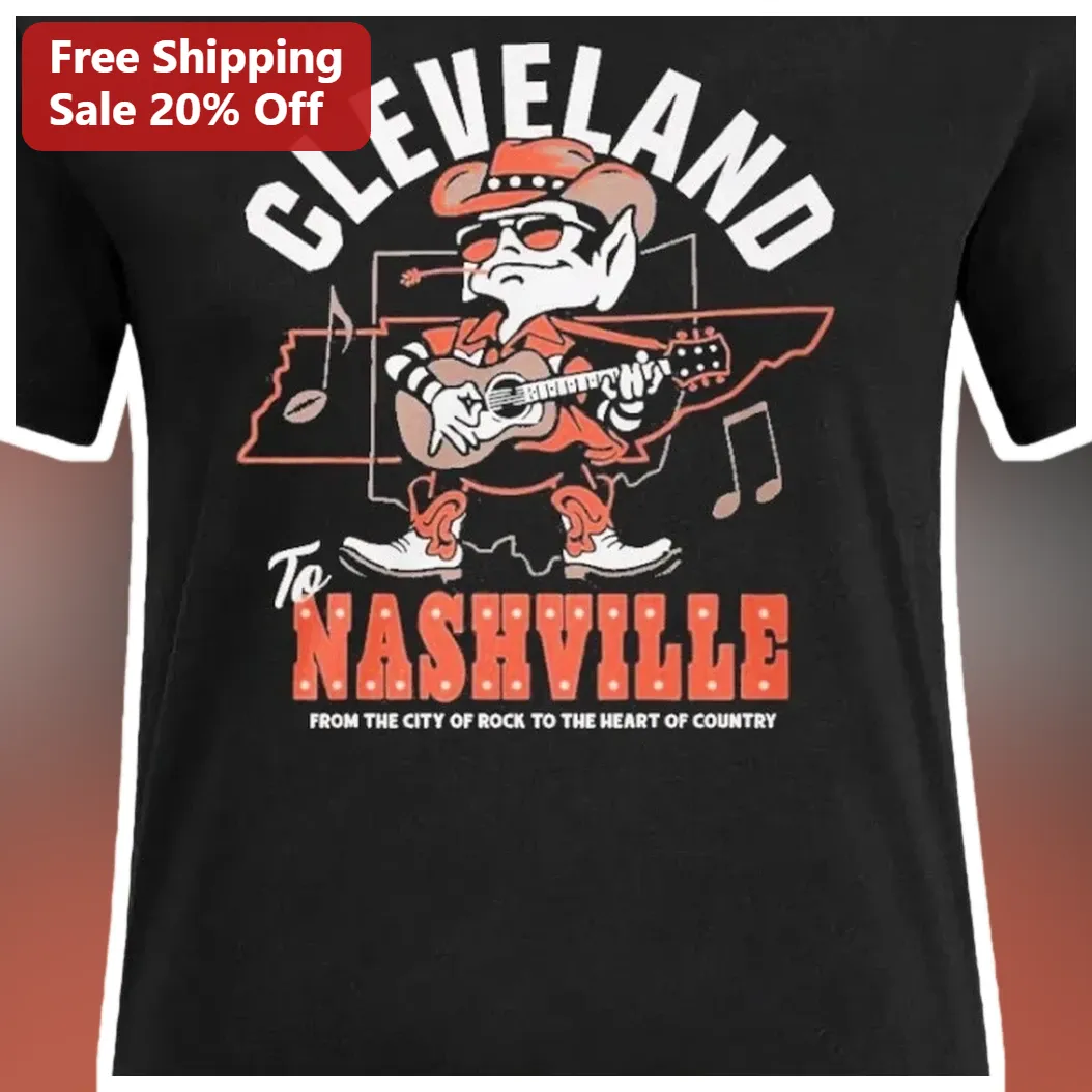 Cleveland to Nashville From the City of Rock to the Heart of Country Tee available at our Miami, Florida warehouse