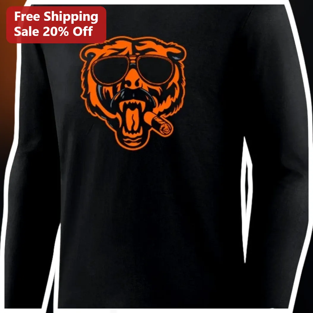 Cool Bear Sunglasses Cigar Graphic Long Sleeve Tee Funny Men's Gift available at our Miami, Florida warehouse
