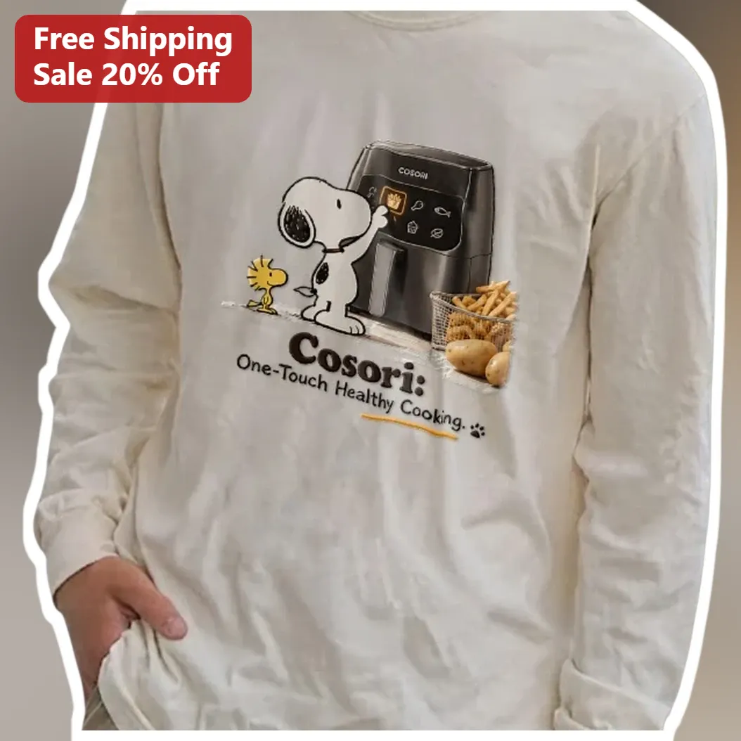 Cosori One-Touch Healthy Cooking Snoopy Long Sleeve Tee available at our Miami, Florida warehouse