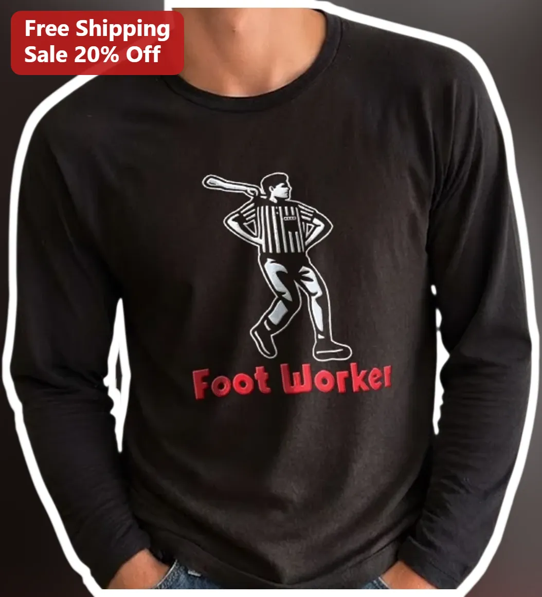 Foot Worker Long Sleeve Tee Funny Football Referee Gift for Officials available at our Miami, Florida warehouse