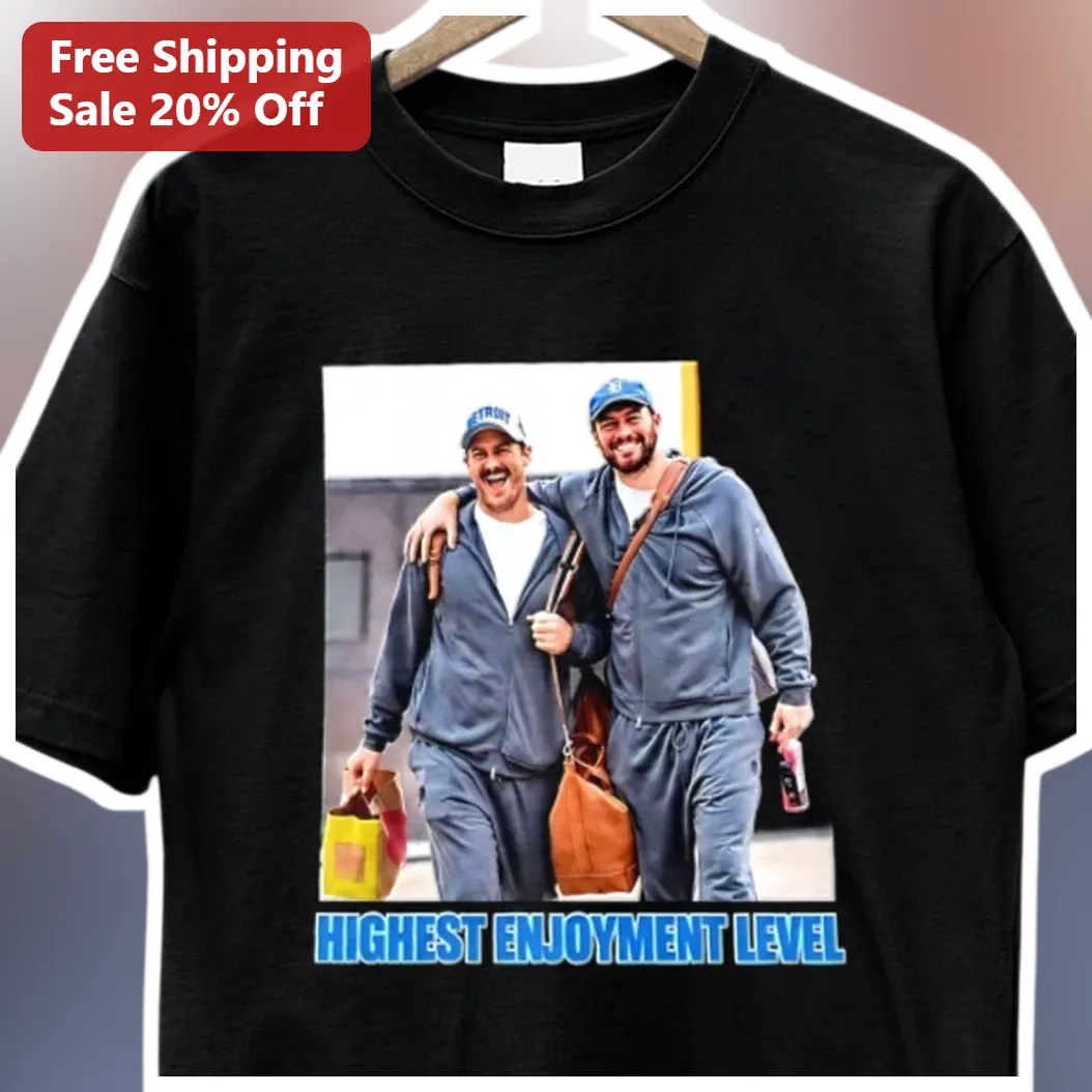 Highest Enjoyment Level Matt Damon Ben Affleck Graphic Tee available at our Miami, Florida warehouse