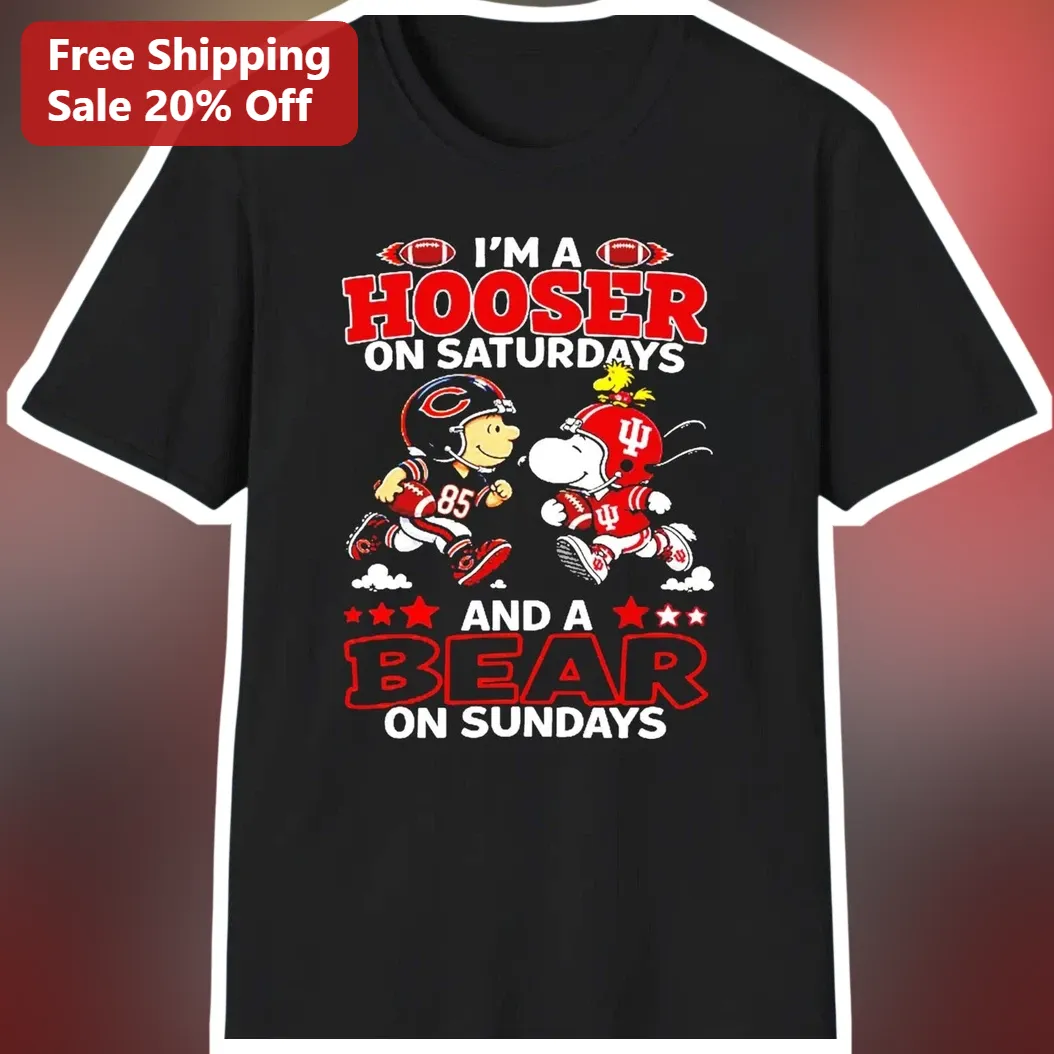 I'M A HOOSER ON SATURDAYS AND A BEAR ON SUNDAYS Snoopy Tee Indiana Hoosiers Chicago Bears Football G available at our Miami, Florida warehouse