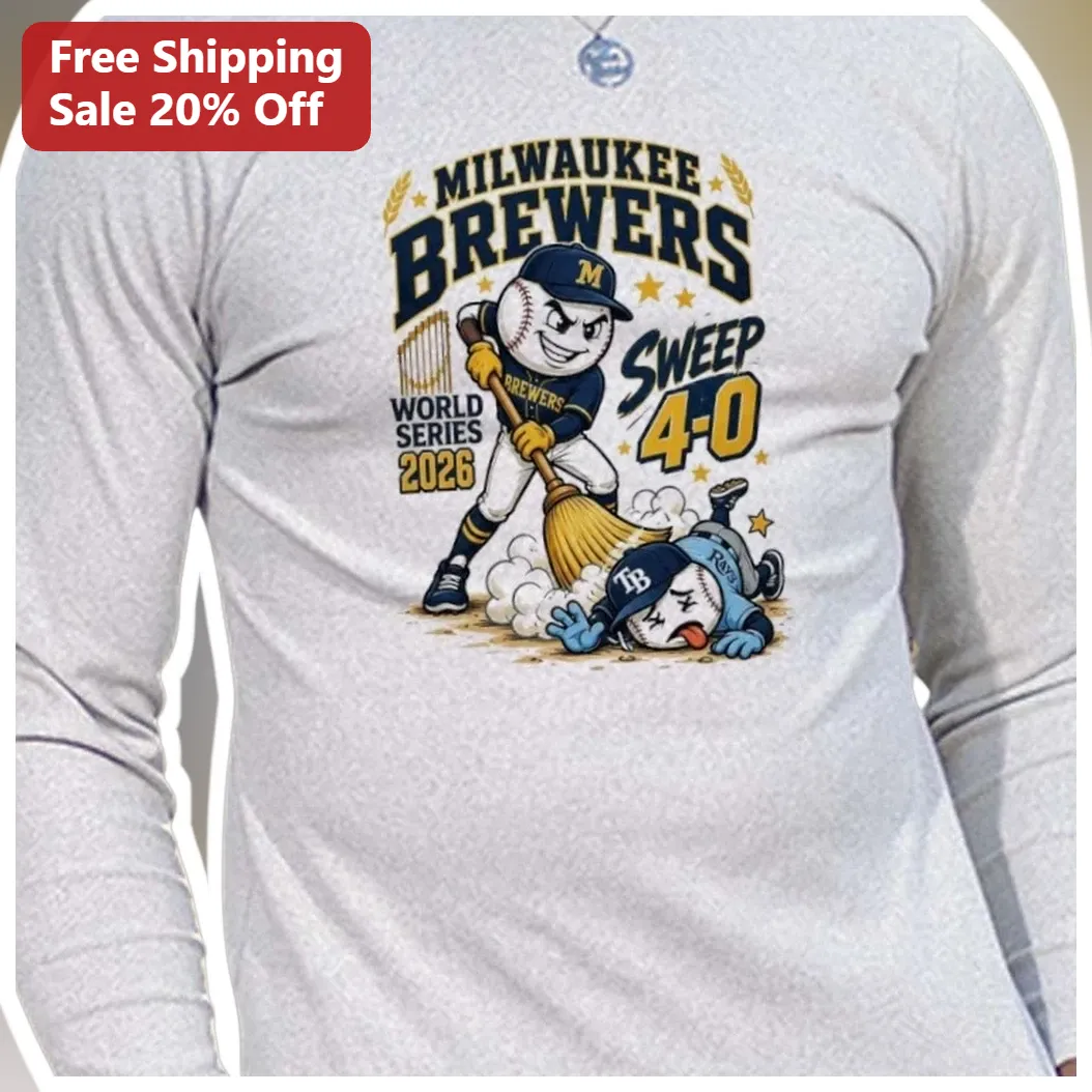 Milwaukee Brewers Sweep 4-0 World Series 2026 Long Sleeve Tee Bernie Brewer Baseball Fan Gear available at our Miami, Florida warehouse