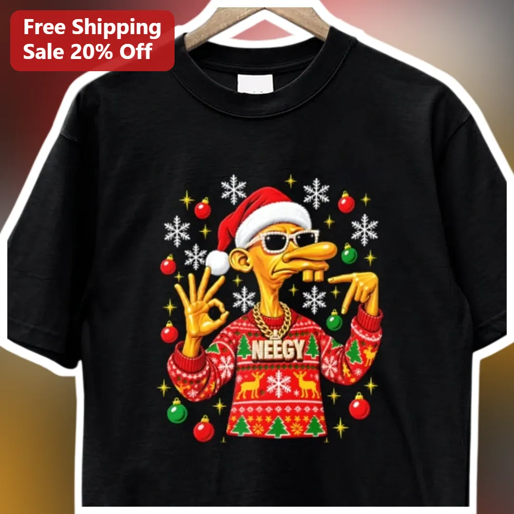 NEEGY Tee Christmas Rapper Graphic Shirt Funny Holiday Gift for Hip Hop Fans available at our Miami, Florida warehouse