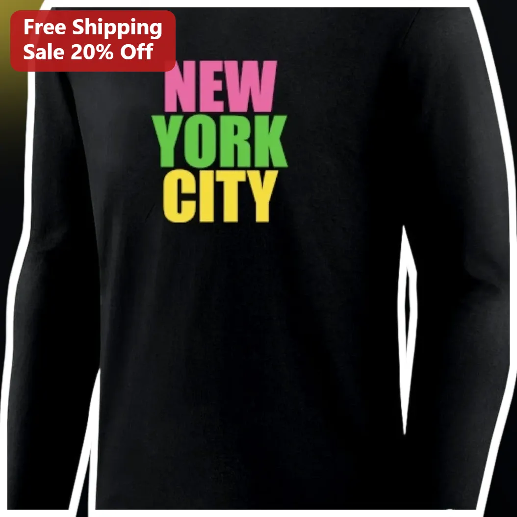 New York City Long Sleeve Shirt Big Apple Pop Art Typography Souvenir Gift for Travelers available at our Miami, Florida warehouse