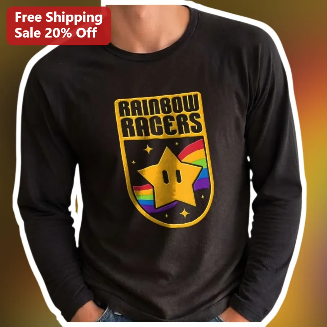 Rainbow Racers Long Sleeve Tee Luma Mario Kart Nintendo Gamer Gift available at our Miami, Florida warehouse