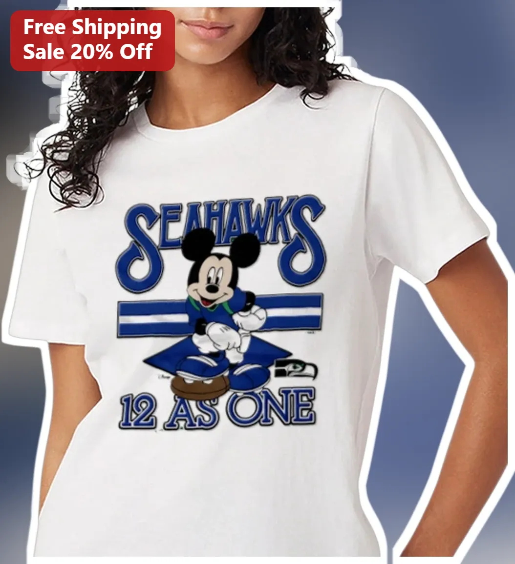 Seahawks 12 As One Mickey Mouse Tee Seattle Seahawks NFL Fan Shirt available at our Miami, Florida warehouse