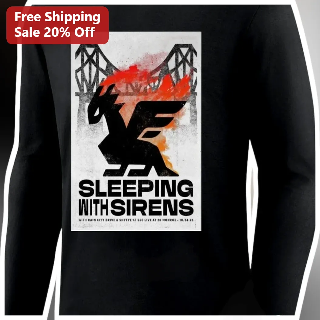 Sleeping With Sirens Long Sleeve Shirt Black Distressed Grif — Miami, Florida Sleeping With Sirens Long Sleeve Shirt Black Distressed Griffin Graphic Band Merch available at our Miami, Florida warehouse