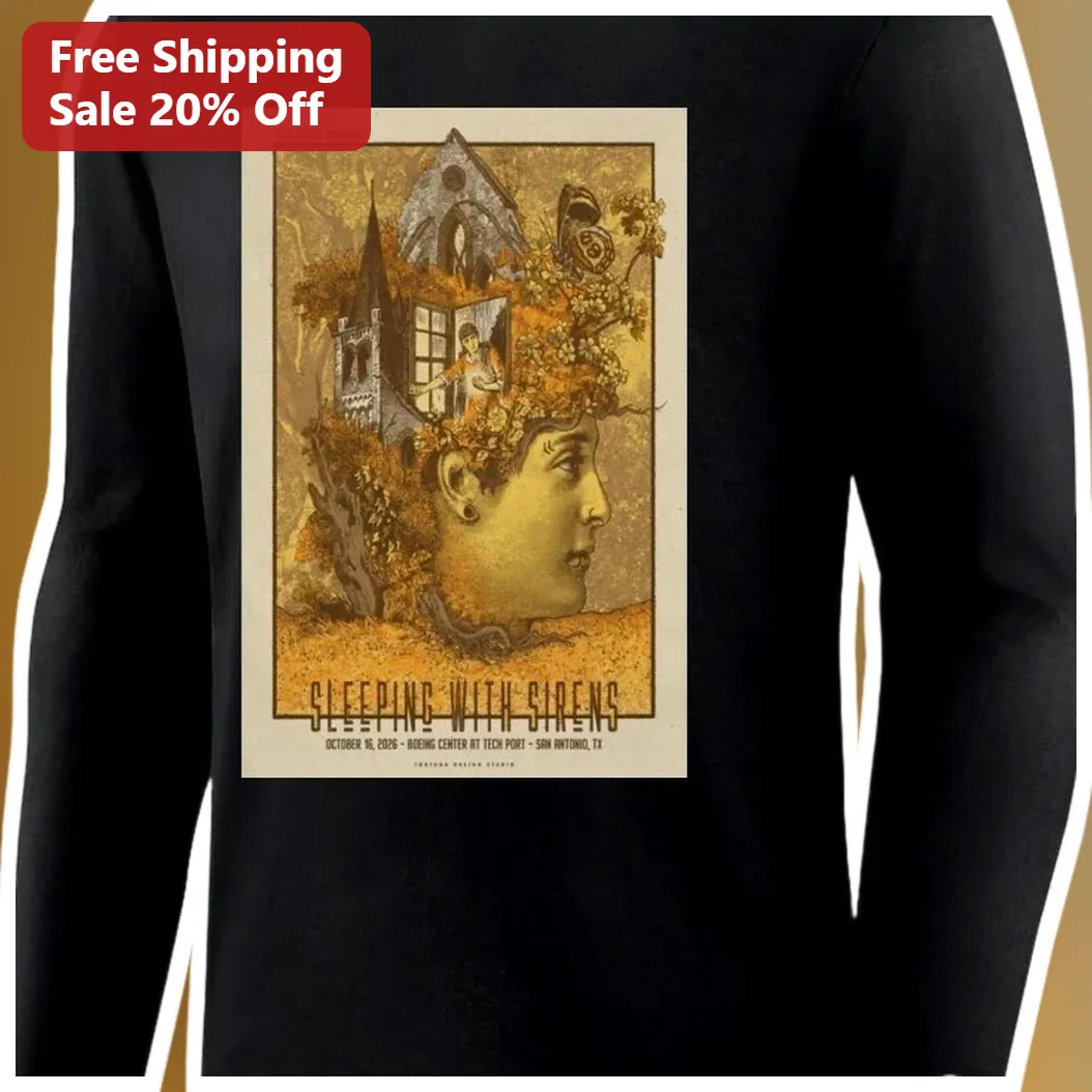 Sleeping With Sirens Vintage Concert Poster Long Sleeve Shirt available at our Miami, Florida warehouse