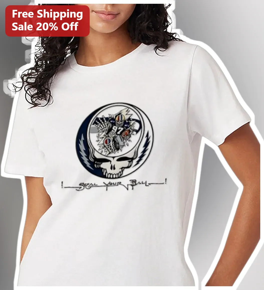 Steal Your Ball Football Parody Tee Grateful Dead Style Skull Graphic Shirt for Sports Fans available at our Miami, Florida warehouse