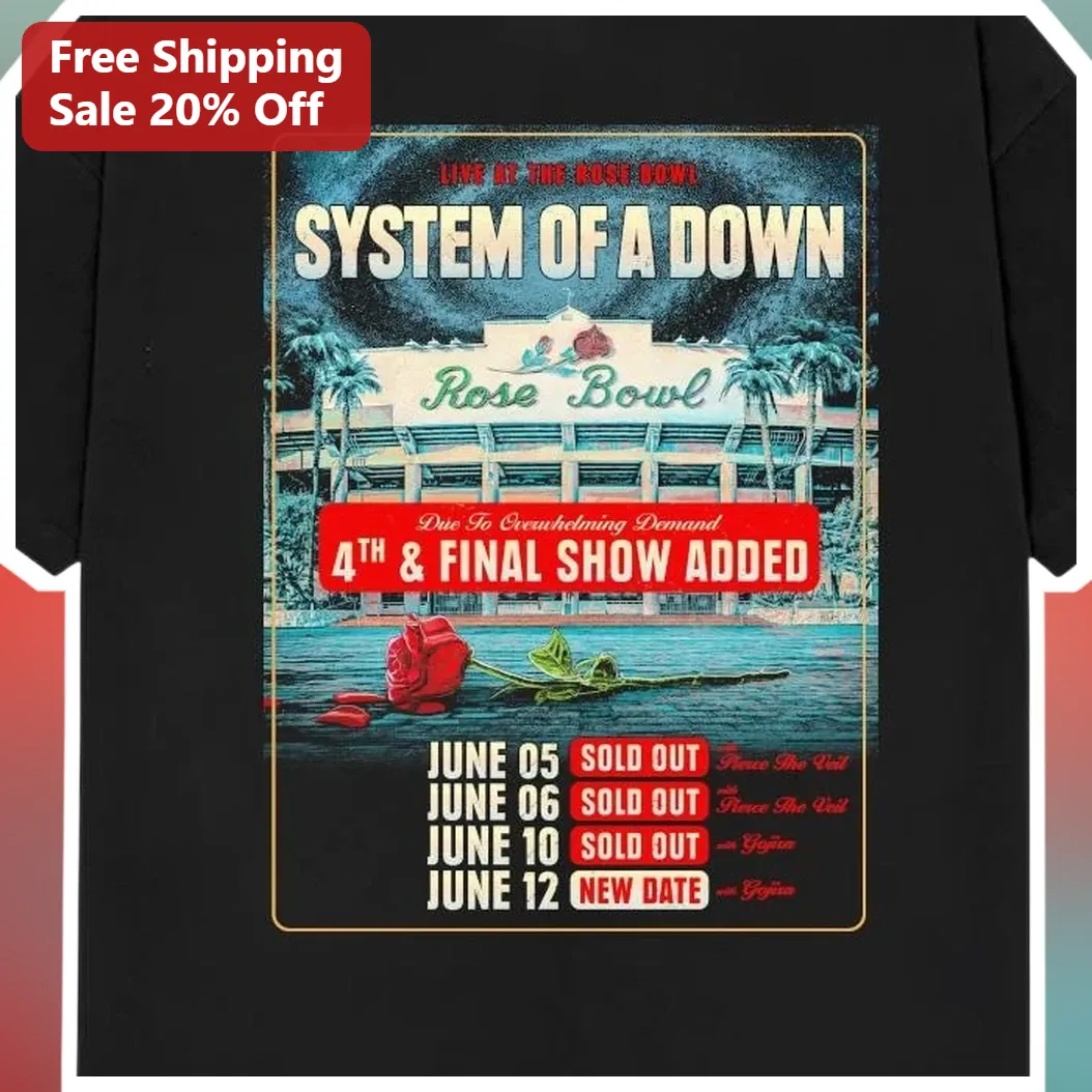 System of a Down Live at the Rose Bowl Long Sleeve Tee Vintage Rock Band Merch available at our Miami, Florida warehouse