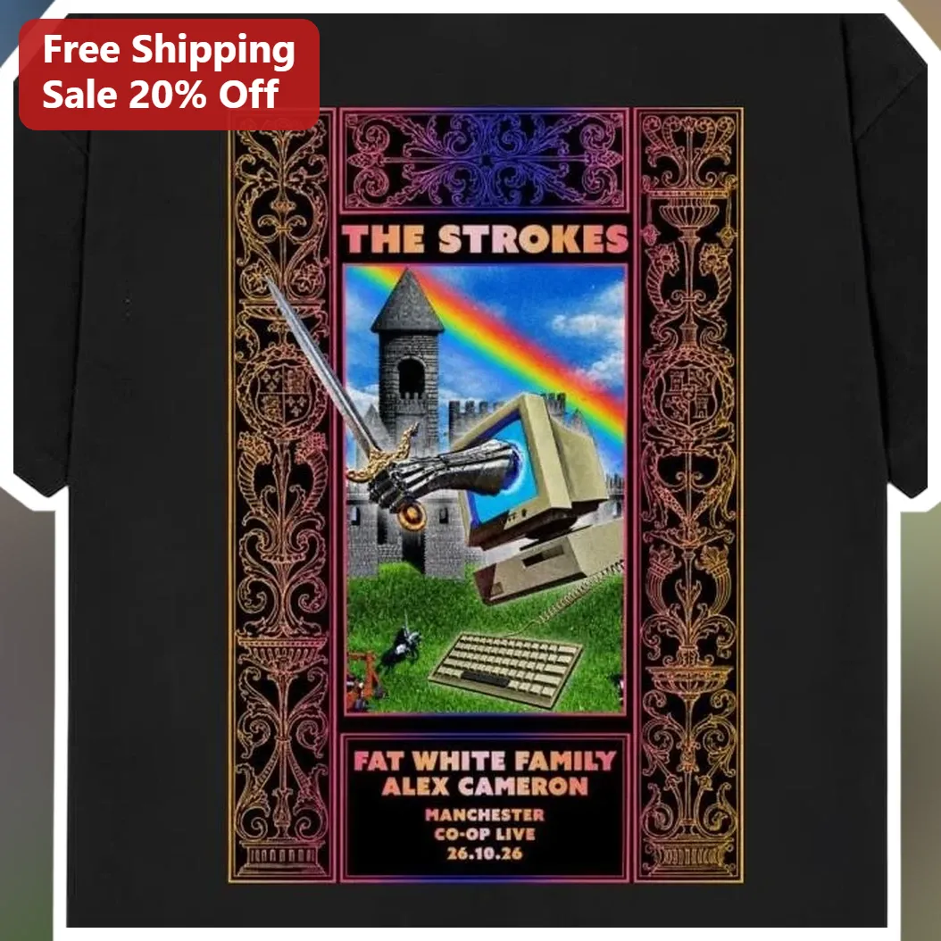 The Strokes Fat White Family Alex Cameron Graphic Tee Indie Rock Band Merch available at our Miami, Florida warehouse