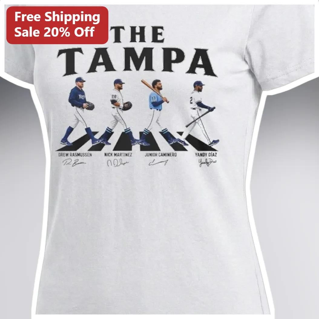 THE TAMPA Tee Tampa Bay Rays Abbey Road Parody Baseball Players Graphic T-Shirt for Fans available at our Miami, Florida warehouse