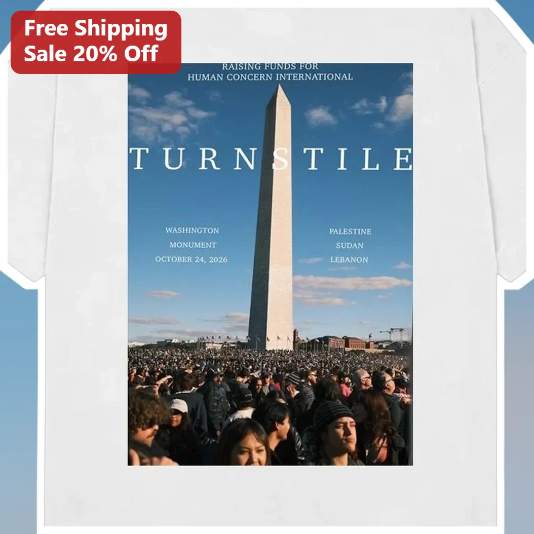 Turnstile Raising Funds For Human Concern International Charity Benefit Concert Tee available at our Miami, Florida warehouse