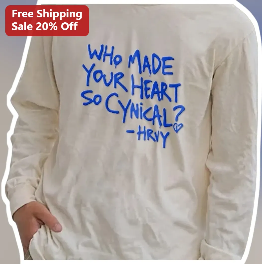 Who Made Your Heart So Cynical Long Sleeve Tee Sarcastic Dark Humor Gift for Introverts available at our Miami, Florida warehouse
