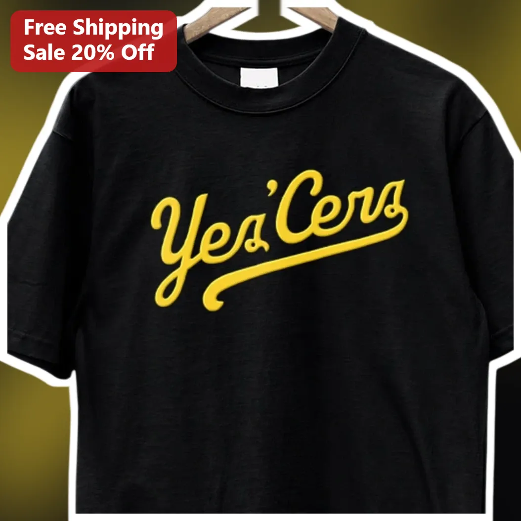 Yes Cers Tee Retro Script Typography Black Graphic Shirt for Pacers Fans available at our Miami, Florida warehouse